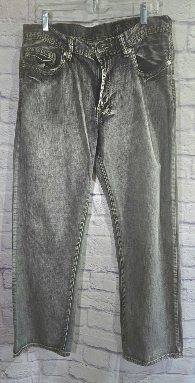 Axel Black Stonewashed Relaxed Straight Leg Men's Jeans 34 X 34 Lightweight